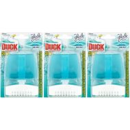 Toilet Duck 3 In 1 Cool Mist Rim Block Holder 55ml clipped onto a toilet rim

