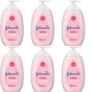 Johnson's Baby Lotion 500ml bottle on a clean nursery changing table
