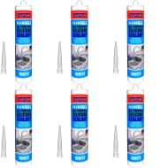 Rapide All-Purpose Flexible Silicone Sealant Cartridge White 260ml - Pack of 6