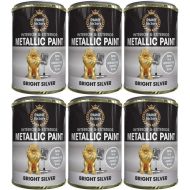 Paint Factory Metallic Paint Interior & Exterior Bright Silver 300ml - Pack of 6