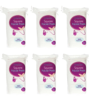 Cotton Tree Square Facial Pads 100% Pure Cotton 40 Pads for Gentle Care - Pack of 6