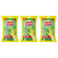 Elbow Grease Rubber Gloves Extra Strong Non-Slip Size Large - Pack of 3