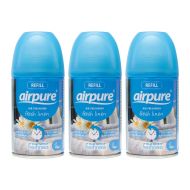 Airpure Automatic Air Freshener Refill Fresh Linen 250ml can on a living room shelf