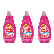 Elbow Grease Pink Blush Washing Up Liquid 600ml bottle beside a kitchen sink
