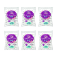 Cotton Tree 120 Cotton Wool Balls 100% Pure Cotton for Gentle Use - Pack of 6
