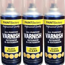 Paint Factory Varnish Interior & exterior All Purpose Gloss Clear 400ml - Pack of 3