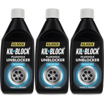Kilrock Kil-Block Bathroom Plughole Unblocked 500ml - Pack of 3