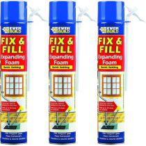 Everbuild Fix and Fill Quick Setting Expanding Foam 750ml - Pack of 3