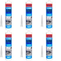 Rapide All-Purpose Flexible Silicone Sealant Cartridge White 260ml - Pack of 6