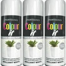Paint Factory White Gloss Spray Paint Interior & Exterior 250ml - Pack of 3