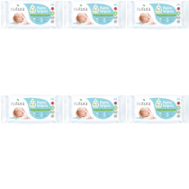 Natura Baby Wipes Sensitive Newborn Biodegradable 60 Wipes pack on a nursery shelf
