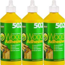 Everbuild 502 All Purpose Weatherproof Wood Adhesive Bottle 500ml - Pack of 3