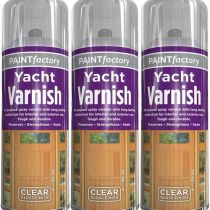 Paint Factory Yacht Varnish All Purpose Clear Gloss Finish 400ml - Pack of 3