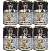 Paint Factory Metallic Paint Interior & Exterior Bright Silver 300ml - Pack of 6