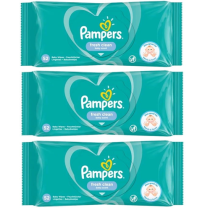 Pampers Fresh Clean Baby Wipes pack of 52 on a clean changing table surface
