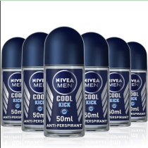 Nivea Men Cool Kick Deodorant Roll On 50ml - Pack of 6