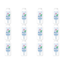 Johnson's Baby Powder Natural 200g bottle on a clean changing table surface
