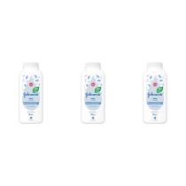 Johnson's Baby Powder Natural 200g bottle on a clean changing table surface

