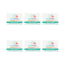 Dove Sensitive Care Baby Bar Soap Fragrance Free 4 x 90g bars on a bathroom shelf
