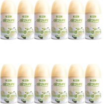 Airpure Auto Air Freshener Refill Jasmine Essence 250ml can on a living room shelf
