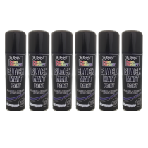 Paint Factory Black Matt Interior & Exterior Spray Paint 250ML - Pack of 6
