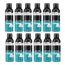 Gillette Shaving Foam Original Scent Sensitive Skin 200ml can on a bathroom shelf
