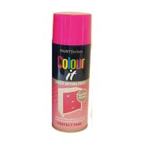 Paint Factory Colour It Quick Drying Spray Perfect Pink Gloss Finish 400ml