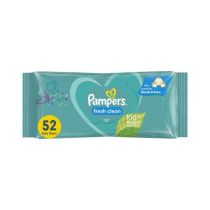 Pampers Fresh Clean Baby Wipes pack of 52 on a clean changing table surface
