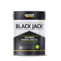 Everbuild Black Jack 903 bitumen trowel mastic 1 litre tub on white background
