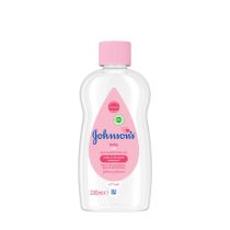 Johnson's Baby Oil Pure and Gentle Care 200ml bottle on a clean nursery shelf
