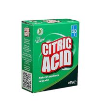 Dri-Pak Citric Acid for Cleaning 250g pack on a kitchen counter next to a kettle
