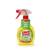 Elbow Grease Lemon Washing Up Liquid Spray 500ml bottle beside a kitchen sink
