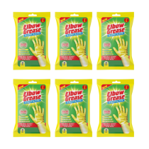 Elbow Grease Rubber Gloves Extra Strong Non-Slip Size Large - Pack of 6
