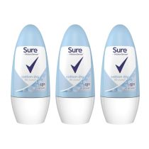 Sure Women Cotton Dry Anti Perspirant Deodorant Roll On 50ml - Pack of 3