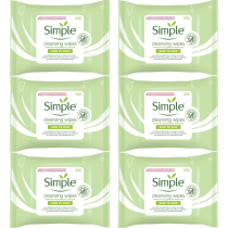 Simple Kind to Skin Cleansing Wipes Sensitive Skin 25 Wipes - Pack of 6