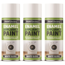Paint Factory Enamel Appliance Spray Paint Gloss White 400 ML - Pack of 3