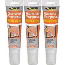 Everbuild General Purpose Silicone Sealant Clear 80ml - Pack of 3