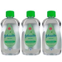 Johnson's Baby Aloe Vera Oil 300ml bottle on a clean nursery shelf
