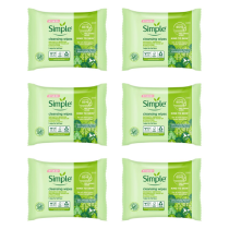 Simple Biodegradable Cleansing Face Wipes 25 Wipes - Pack of 6