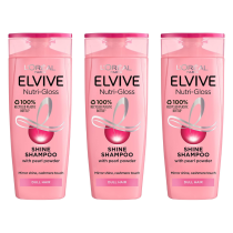 L'Oreal Elvive Nutri Gloss Shine Shampoo 250ml - Pack of 3