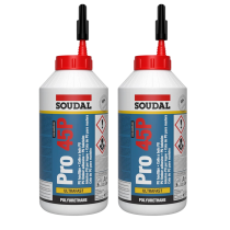 Soudal PRO 45P Waterproof D4 Wood Adhesive Strong Bond 750g - Pack of 2
