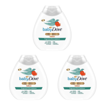Baby Dove Sensitive Moisture Fragrance Free Lotion 200ml bottle on a nursery shelf
