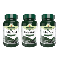 Natures Aid Folic Acid One-A-Day 400μg Vegan 90 Tablets - Pack of 3