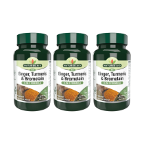 Natures Aid Ginger Turmeric & Bromelain Botanical Blend 60 Tablets - Pack of 3
