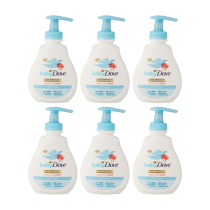Baby Dove Sensitive Head to Toe Wash Moisture 200ml bottle beside a baby bath
