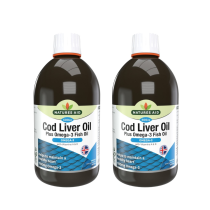 Natures Aid Cod Liver Oil Plus Omega-3 Fish Oil for Heart 500ml - Pack of 2