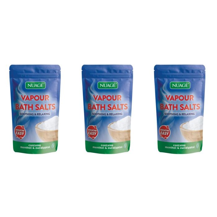 Nuage® Vapour Bath Salts Soothing Relaxing Menthol & Eucalyptus 450g - Pack of 3