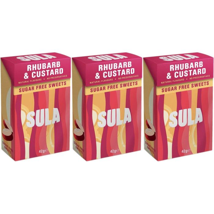 Sula Rhubarb and Custard Sweets 42 g - Pack of 3