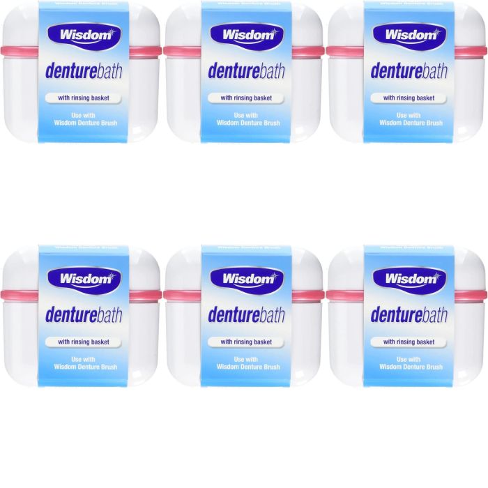 Wisdom Dentures Bath Bowl Holder White With Rising Basket - Pack of 6