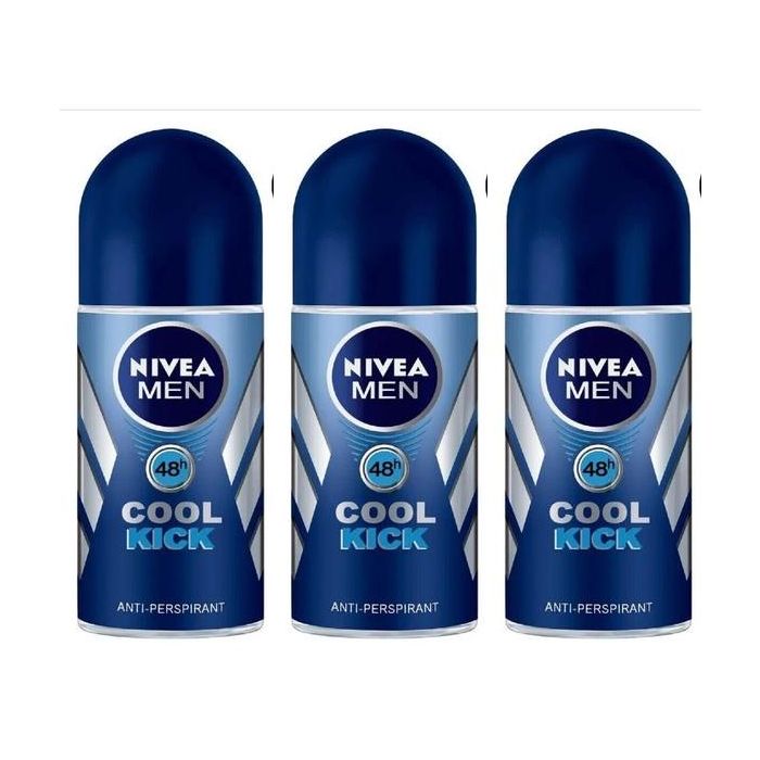 Nivea Men Cool Kick Deodorant Roll On 50ml - Pack of 3